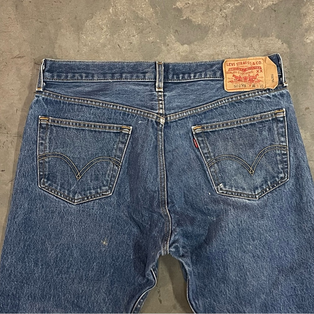 Vintage Y2K Levi's 501XX Button Fly Straight Leg Painted Jeans 36x30 - Picture 6 of 10